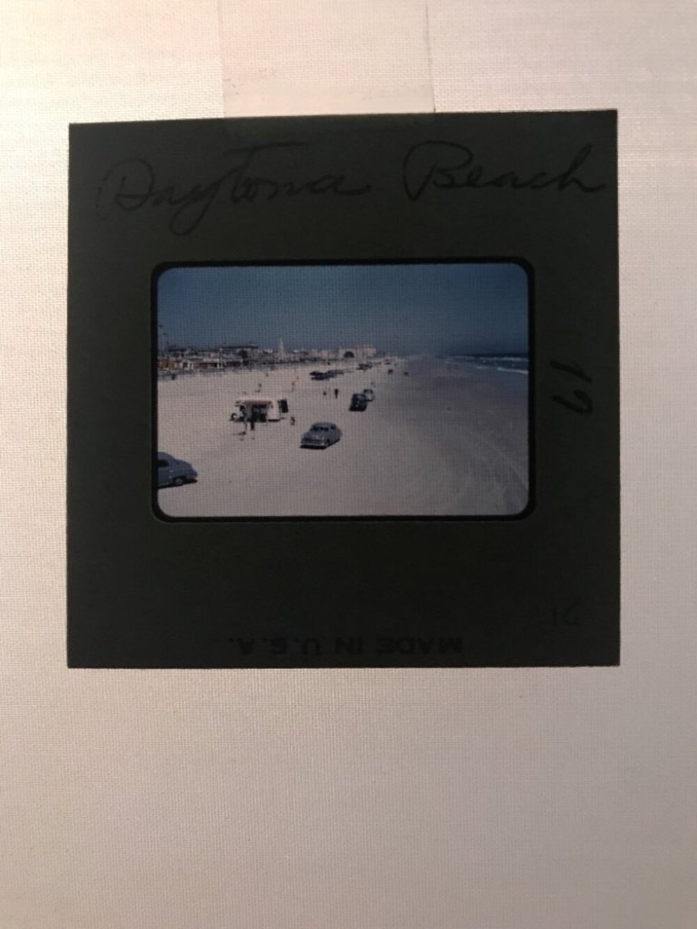 1961 Daytona Beach 35mm Slide Picturing Classic Cars CR1 Vintage Photograph